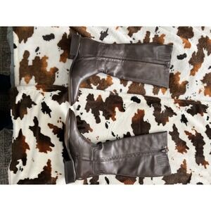 Dolce Vita Verdi Women's Walnut Leather Boots Size 7.5 Chunky Heel New